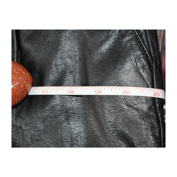 Vintage West Bay Sport Leathers Midi Skirt black leather high waist pockets 14 - Picture 9 of 11